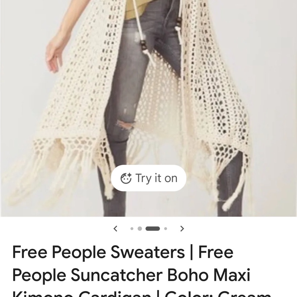 Free People Ivory Crochet Duster - Picture 7 of 11